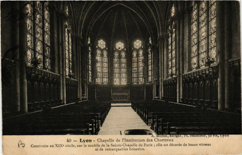 Carte postale ancienne Lyon-Chapelle de l'Inst. des Chartreux à Lyon