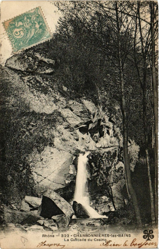 Carte postale ancienne Rhone - Charbonnieres-les-Bains - La Cascade du Casino à Charbonnières-les-Bains