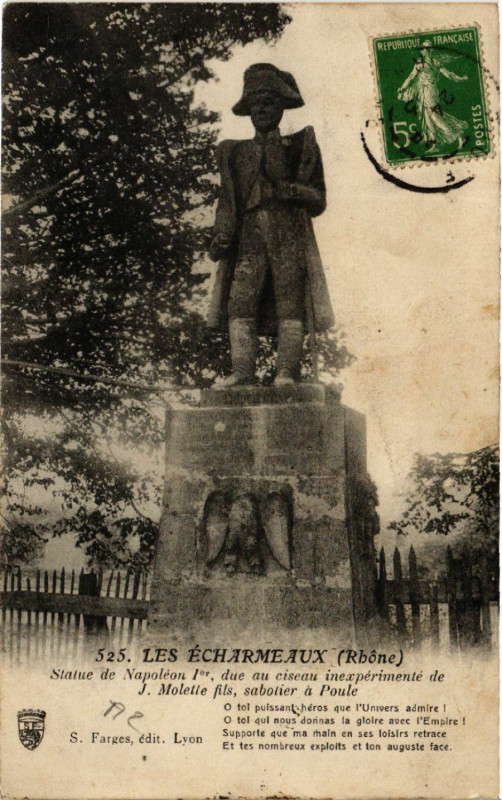 Carte postale ancienne Les-Echarmeaux - Statue Napoleon Ier due au ciseau