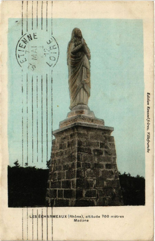Carte postale ancienne Les Echarmeaux altitude 700 metrs - Madone