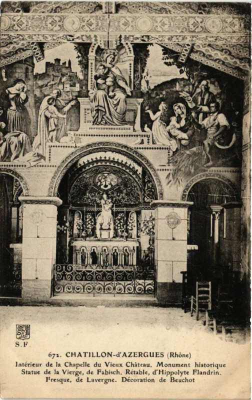 Carte postale ancienne Chatillon-d'Azergues - Interieur de la Chapelle du Vieux.. à Châtillon