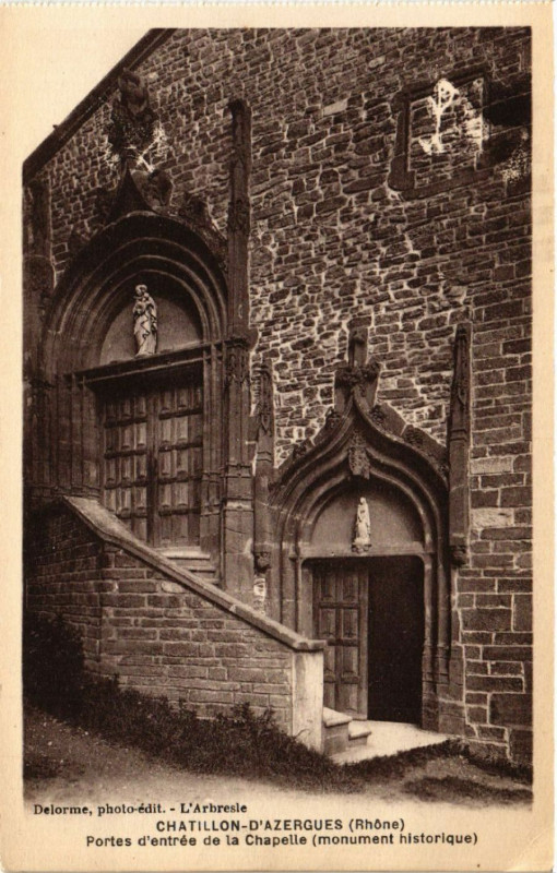 Carte postale ancienne Chatillon-d'Azergues - Portes d'entrée de la Chapelle à Châtillon