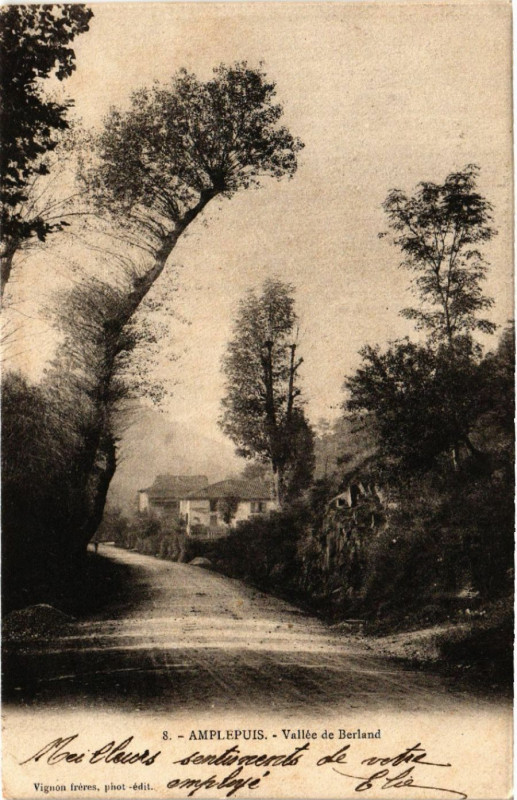Carte postale ancienne Amplepuis - Vallée de Berland à Amplepuis