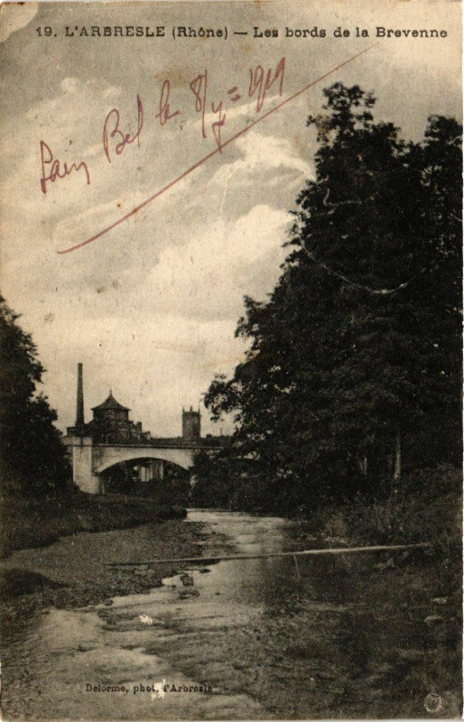 Carte postale ancienne L'Arbresle - Les bords de la Brevenne à L'Arbresle