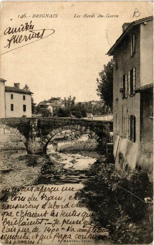Carte postale ancienne Brignais - Les Bords du Garon à Brignais