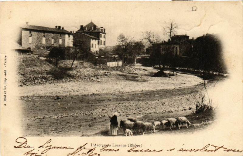 Carte postale ancienne L'Azergue a Lozanne à Lozanne