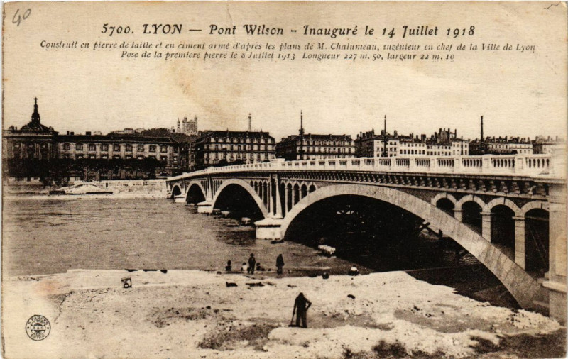 Carte postale ancienne Lyon Pont Wilson 14 Juillet 1918 à Lyon