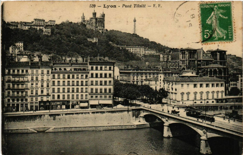 Carte postale ancienne Lyon Pont Tilsitt à Lyon