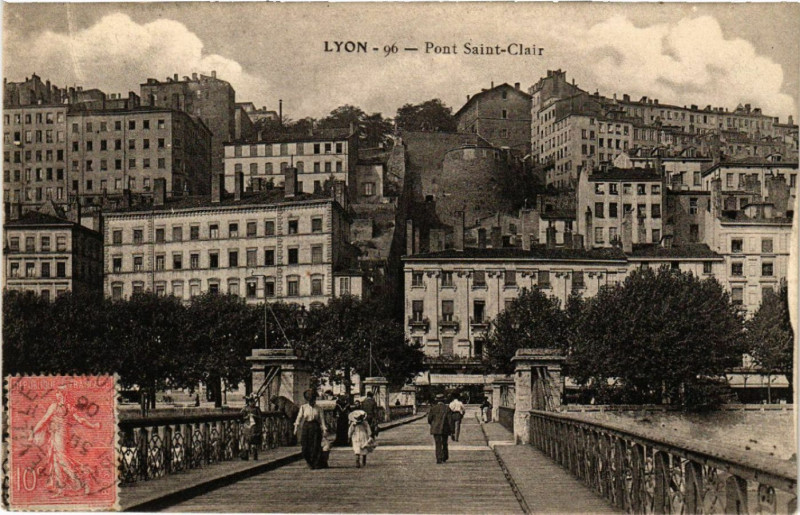 Carte postale ancienne Lyon Pont St-Clair à Lyon