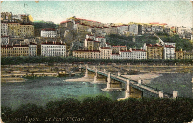 Carte postale ancienne Lyon le Pont St-Clair à Lyon