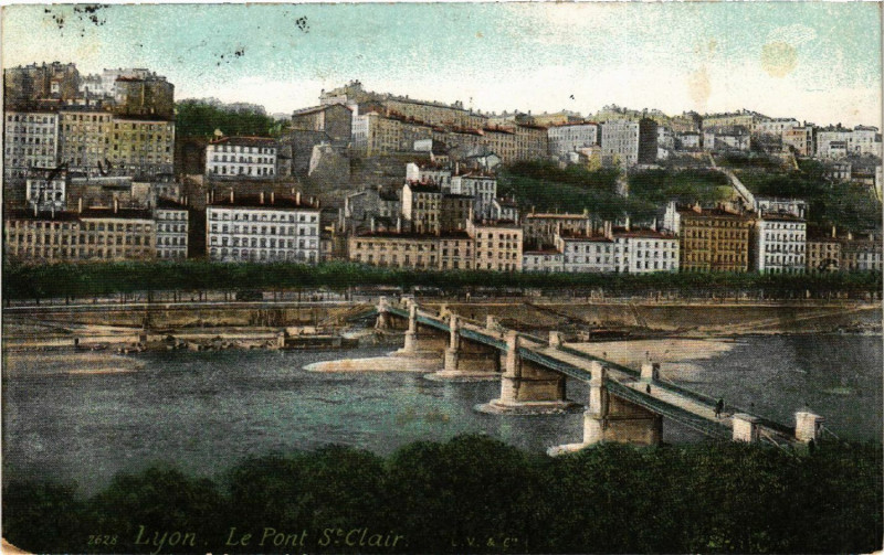 Carte postale ancienne Lyon le Pont St-Clair à Lyon