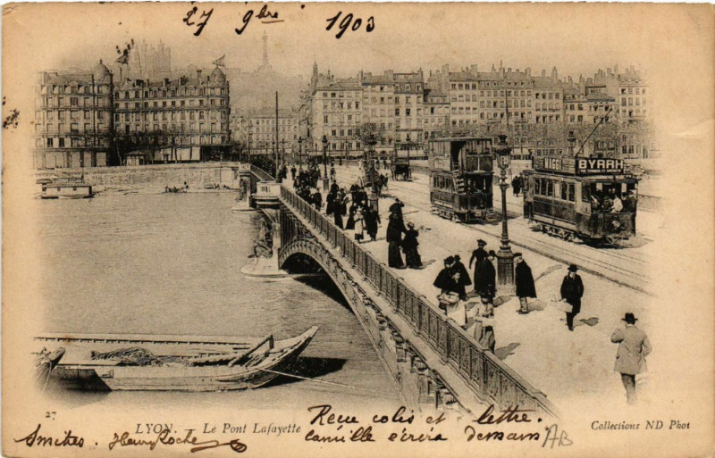 Carte postale ancienne Lyon Le Pont Lafayette à Lyon