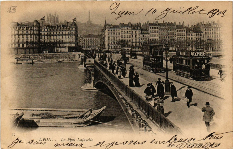 Carte postale ancienne Lyon Le Pont Lafayette à Lyon