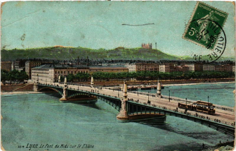 Carte postale ancienne Lyon Le Pont du Midi sur le Rhone à Lyon