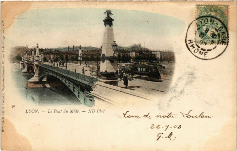 Carte postale ancienne Lyon Le Pont du Midi à Lyon