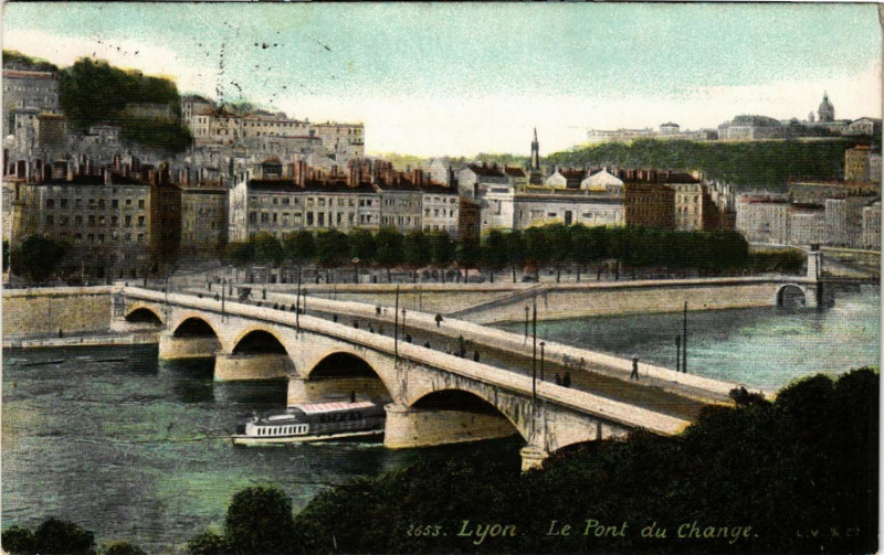 Carte postale ancienne Lyon Le Pont du Change à Lyon