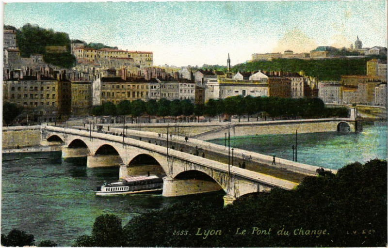 Carte postale ancienne Lyon Le Pont du Change à Lyon