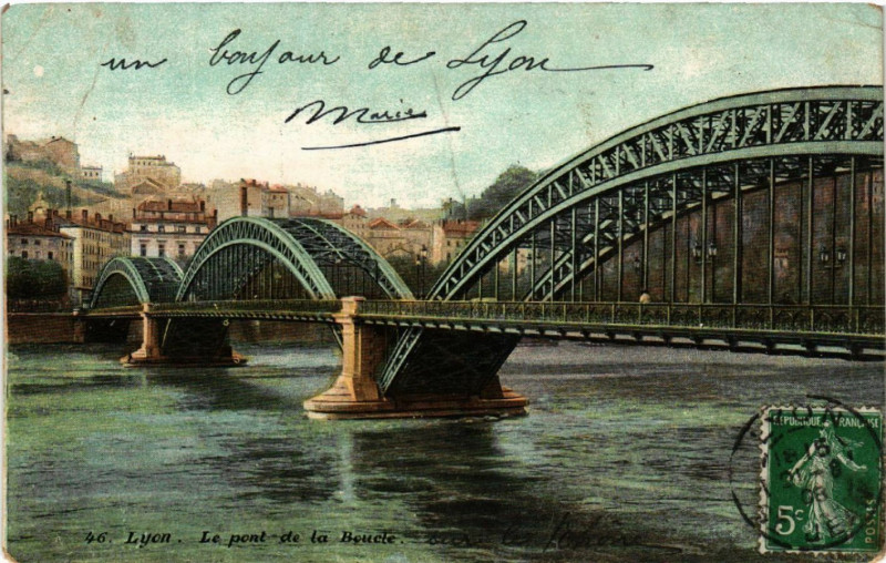 Carte postale ancienne Lyon Le Pont de la Boucle à Lyon