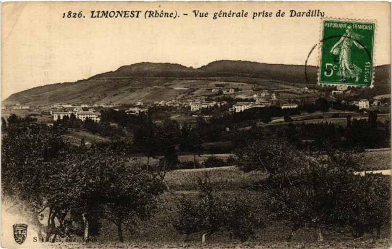 Carte postale ancienne Limonest Vue générale prise de Dardilly à Limonest