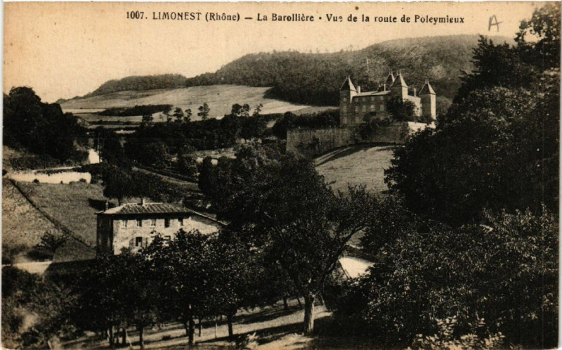 Carte postale ancienne Limonest La Barolliere vue de la route de Poleymieux à Limonest