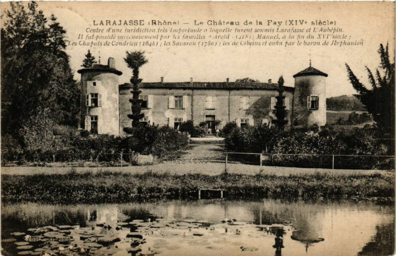 Carte postale ancienne Larajasse Chateau de La Fay à Larajasse