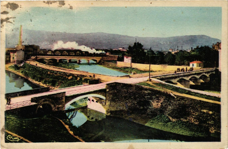 Carte postale ancienne Givors Les Quatre ponts à Givors
