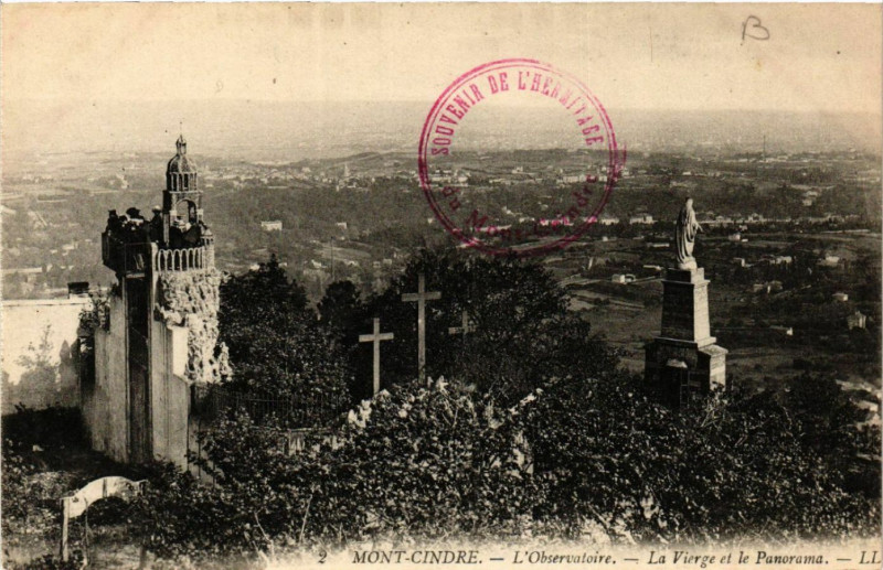 Carte postale ancienne Mont-Cindre l'Observatoire La Vierge et le Panorama