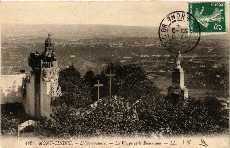 Carte postale ancienne Mont-Cindre l'Observatoire La Vierge et le Panorama