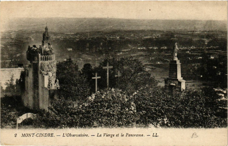 Carte postale ancienne Mont-Cindre l'Observatoire La Vierge et le Panorama