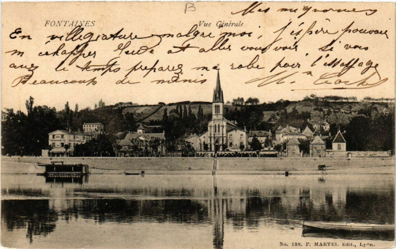 Carte postale ancienne Fontaines vue générale