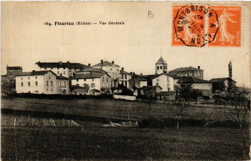 Carte postale ancienne Fleurieu vue générale à Fleurie