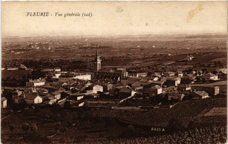 Carte postale ancienne Fleurie vue générale sud à Fleurie