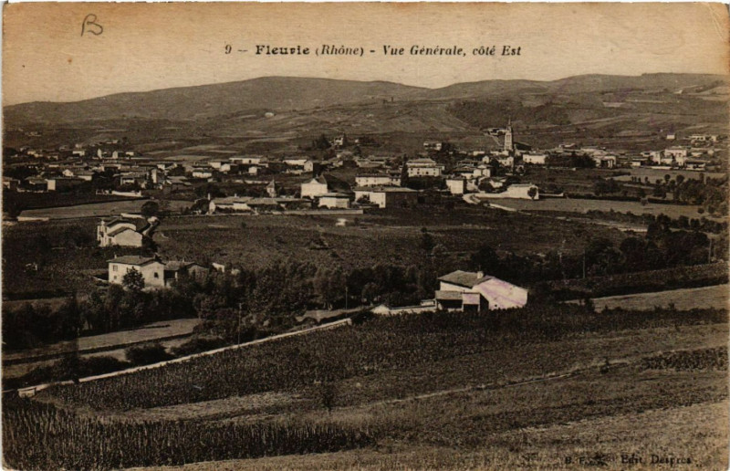 Carte postale ancienne Fleurie vue générale cote Est à Fleurie