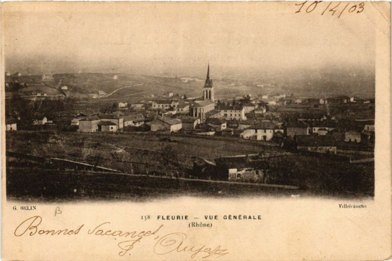 Carte postale ancienne Fleurie vue générale à Fleurie