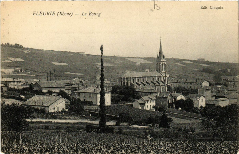 Carte postale ancienne Fleurie Le Bourg à Fleurie
