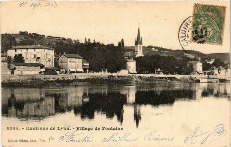 Carte postale ancienne Env. de Lyon Village de Fontaine à Lyon