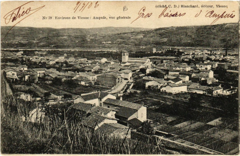 Carte postale ancienne Ampuis Vue générale à Ampuis