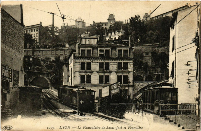 Carte postale ancienne Lyon - Le Funiculaire de St-Just et Fourviere à Lyon