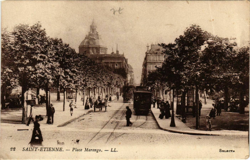 Carte postale ancienne Saint Etienne- Place Marengo France à Saint-Étienne