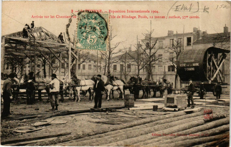 Carte postale ancienne Saint Etienne- Arrivee sur les Chantiers France à Saint-Étienne