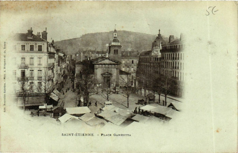 Carte postale ancienne Saint Etienne- Place Gambetta France à Saint-Étienne
