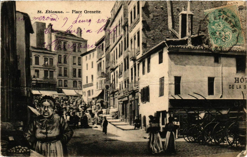 Carte postale ancienne Saint Etienne- Place Grenette France à Saint-Étienne