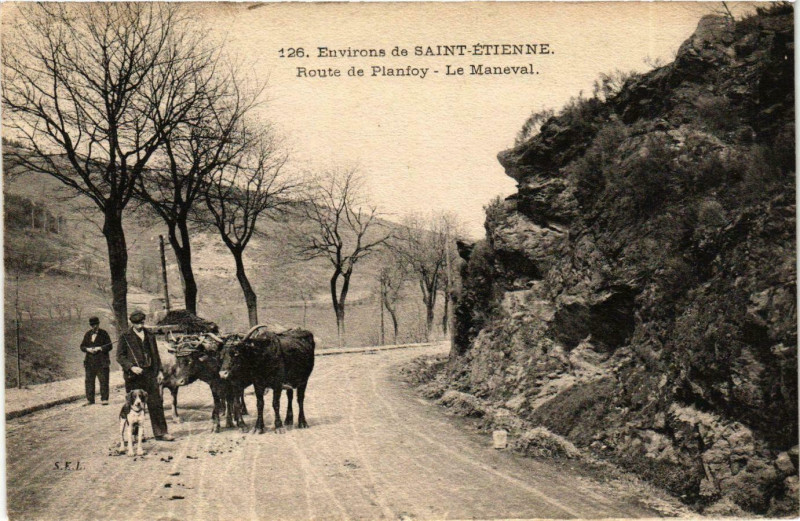 Carte postale ancienne Route de Planfoy-Le Maneval - Env de Saint-Etienne France à Saint-Étienne