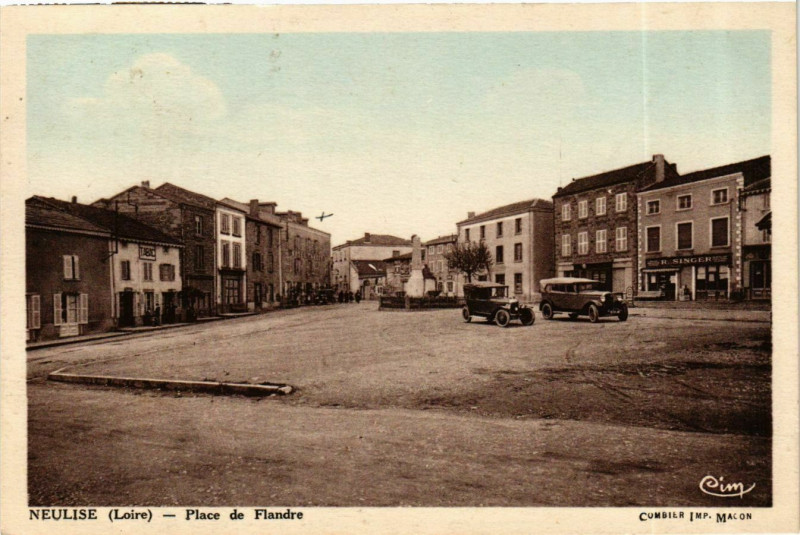 Carte postale ancienne Neulise - Place de Flandre France à Neulise