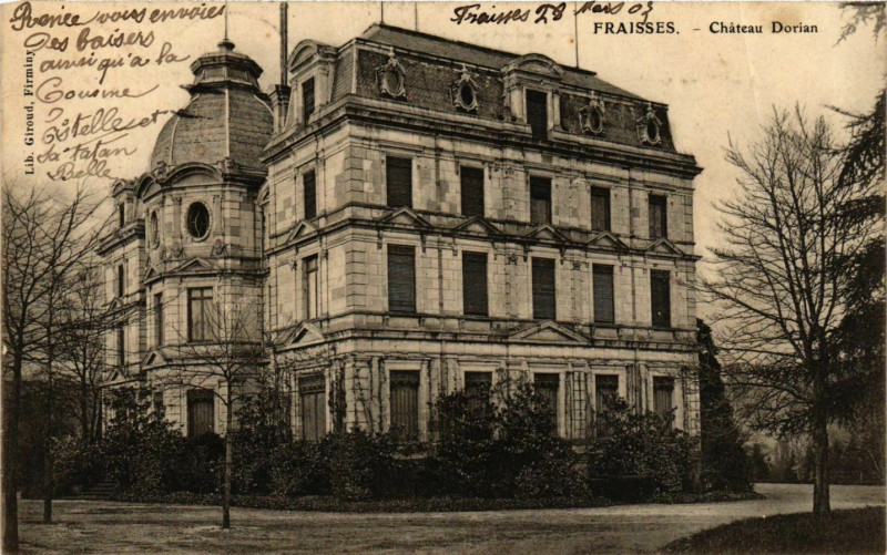 Carte postale ancienne Fraisses - Chateau Dorian France à Fraisses