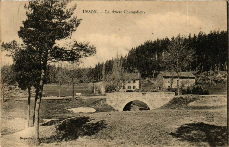 Carte postale ancienne Usson - Usson-en-Forez - La Riviere Champdieu France à Usson-en-Forez