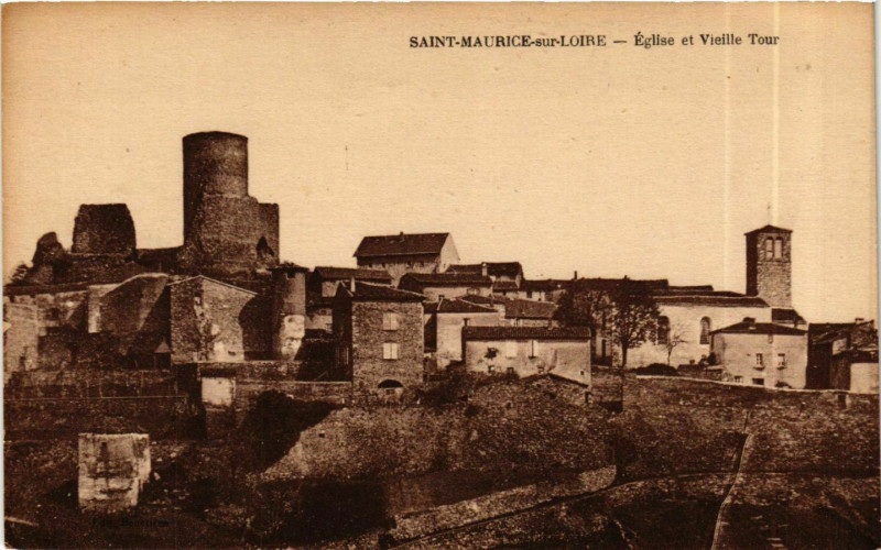 Carte postale ancienne Saint-Maurice-sur-Loire - Eglise et Vieille Tour France