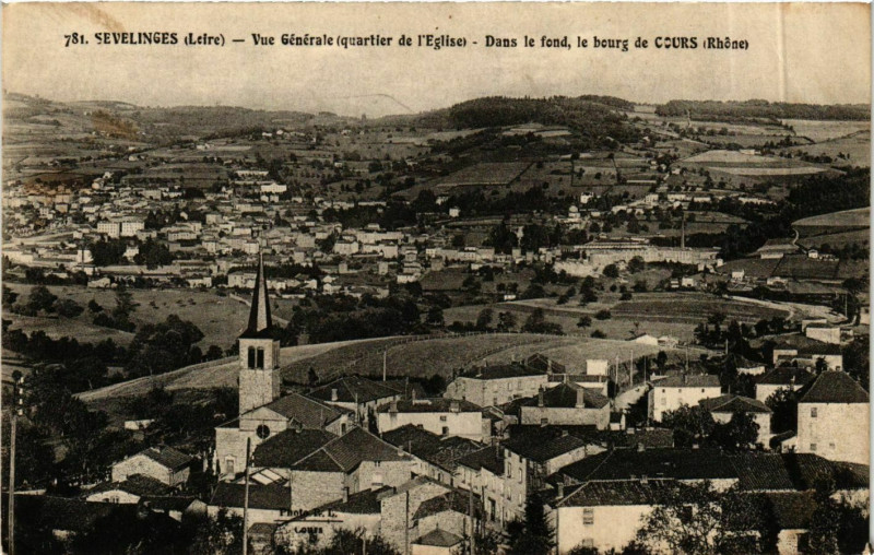 Carte postale ancienne Sevelinges - Vue Generale - Quartier de l'Eglise France à Sevelinges