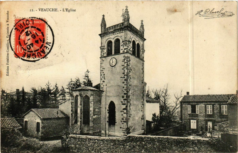 Carte postale ancienne Veauche - L'Eglise France à Veauche