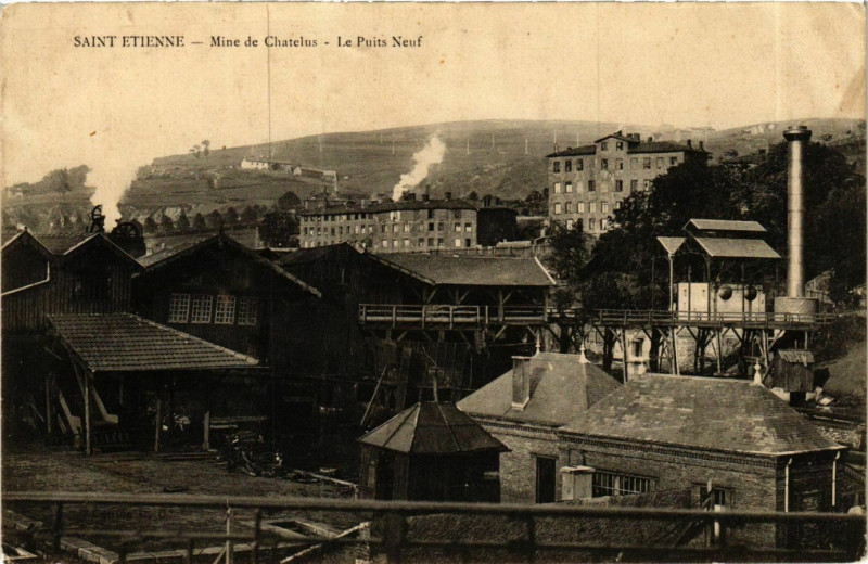 Carte postale ancienne Saint Etienne- Mine de Chatelus, Le Puits Neuf France à Saint-Étienne